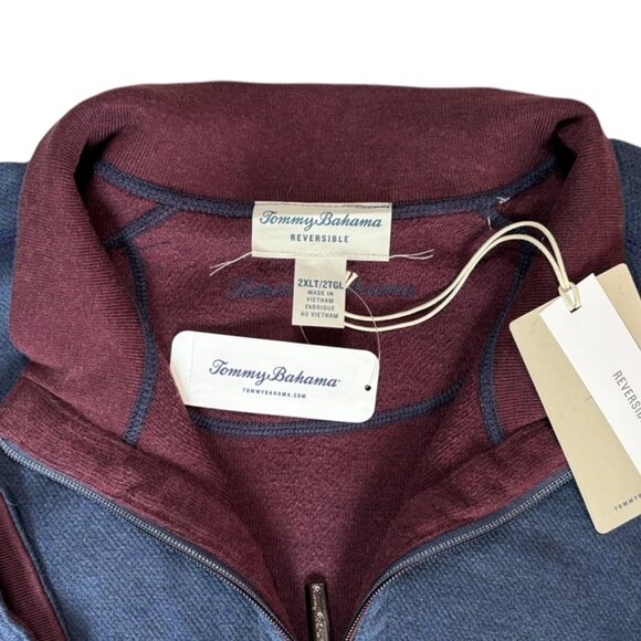 Tommy Bahama Flipshore Zip Reversible Pullover Sweater Size 2XLT Blue Burgundy - Picture 6 of 10